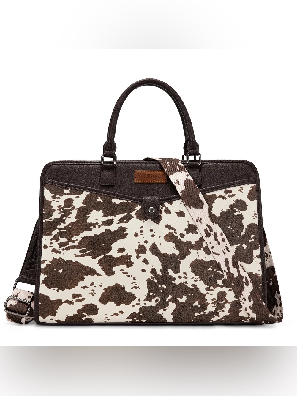Wrangler Pebbled Faux Leather Laptop Brief Bag Cow-Coffee